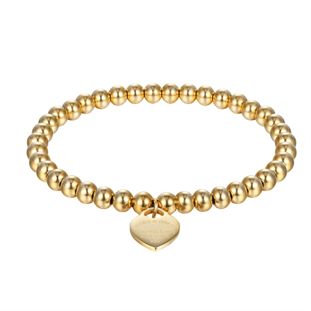 Bracelete Pulseira Feminina Folheada a Ouro 18k com Amor