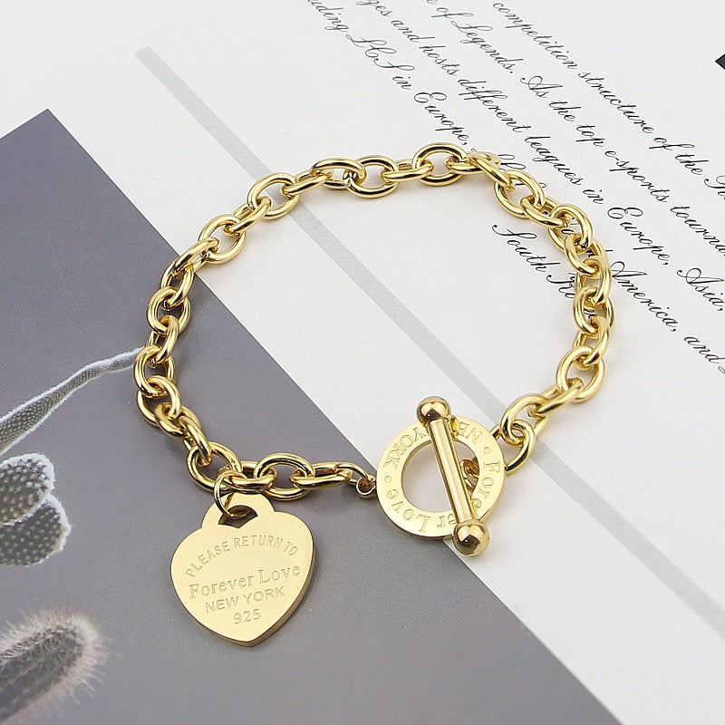 Bracelete Pulseira Feminina Corrente do Amor Folheada a Ouro 18k