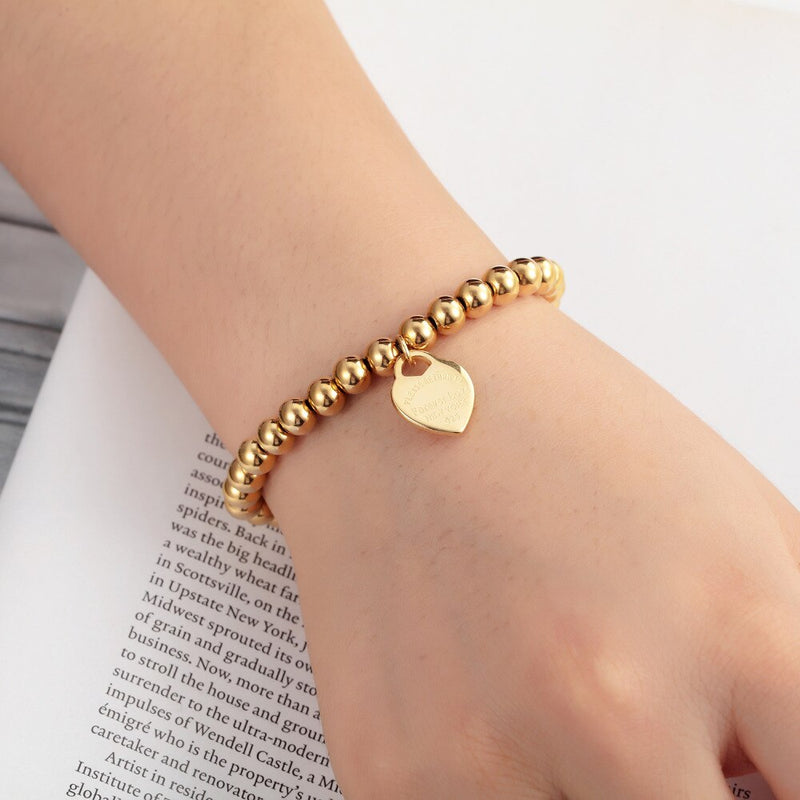 Bracelete Pulseira Feminina Folheada a Ouro 18k com Amor