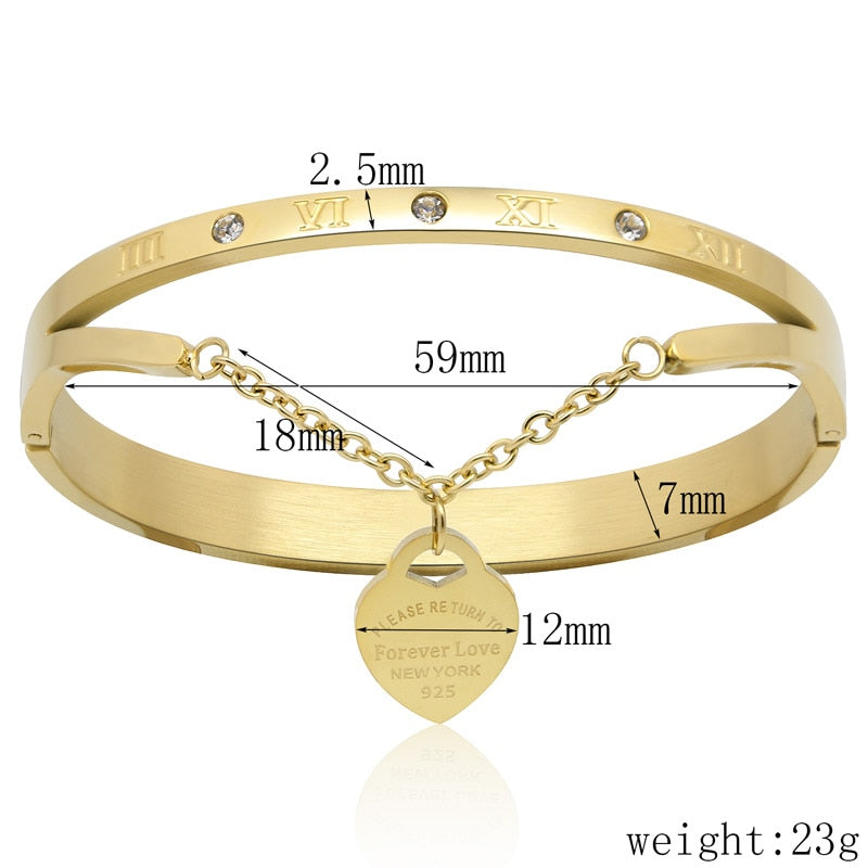 Bracelete Pulseira Feminina Romana com Amor Folheada a Ouro 18k