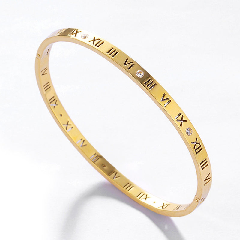 Bracelete Pulseira Feminina Romana Folheada a Ouro 18k