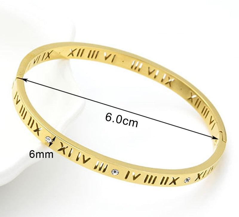 Bracelete Pulseira Feminina Romana Folheada a Ouro 18k