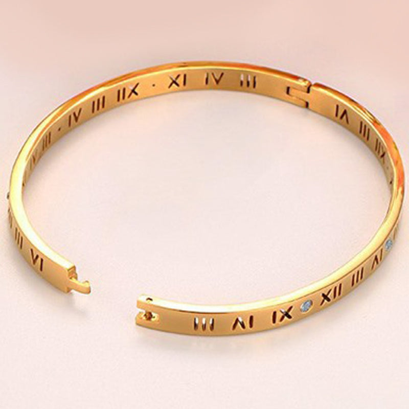 Bracelete Pulseira Feminina Romana Folheada a Ouro 18k