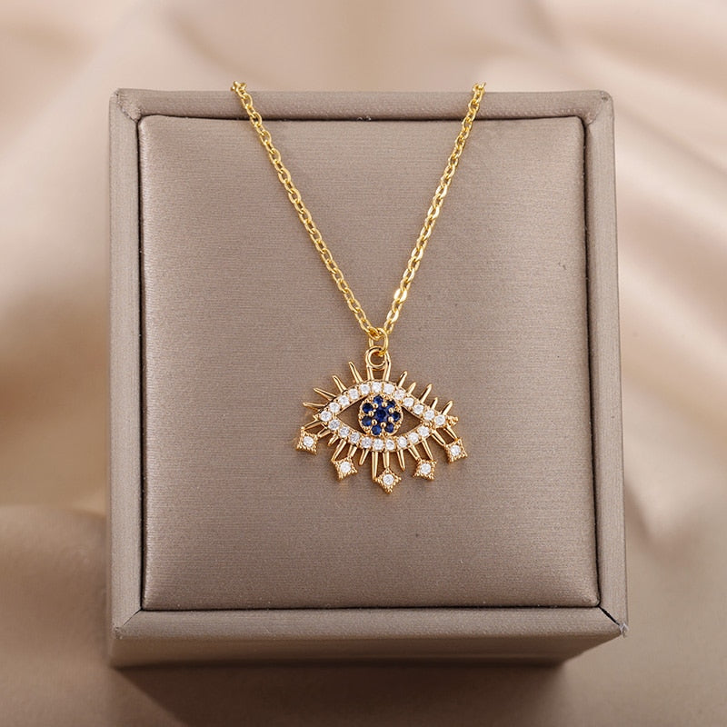 Colar Feminino Folheado a Ouro 18k Olho Grego