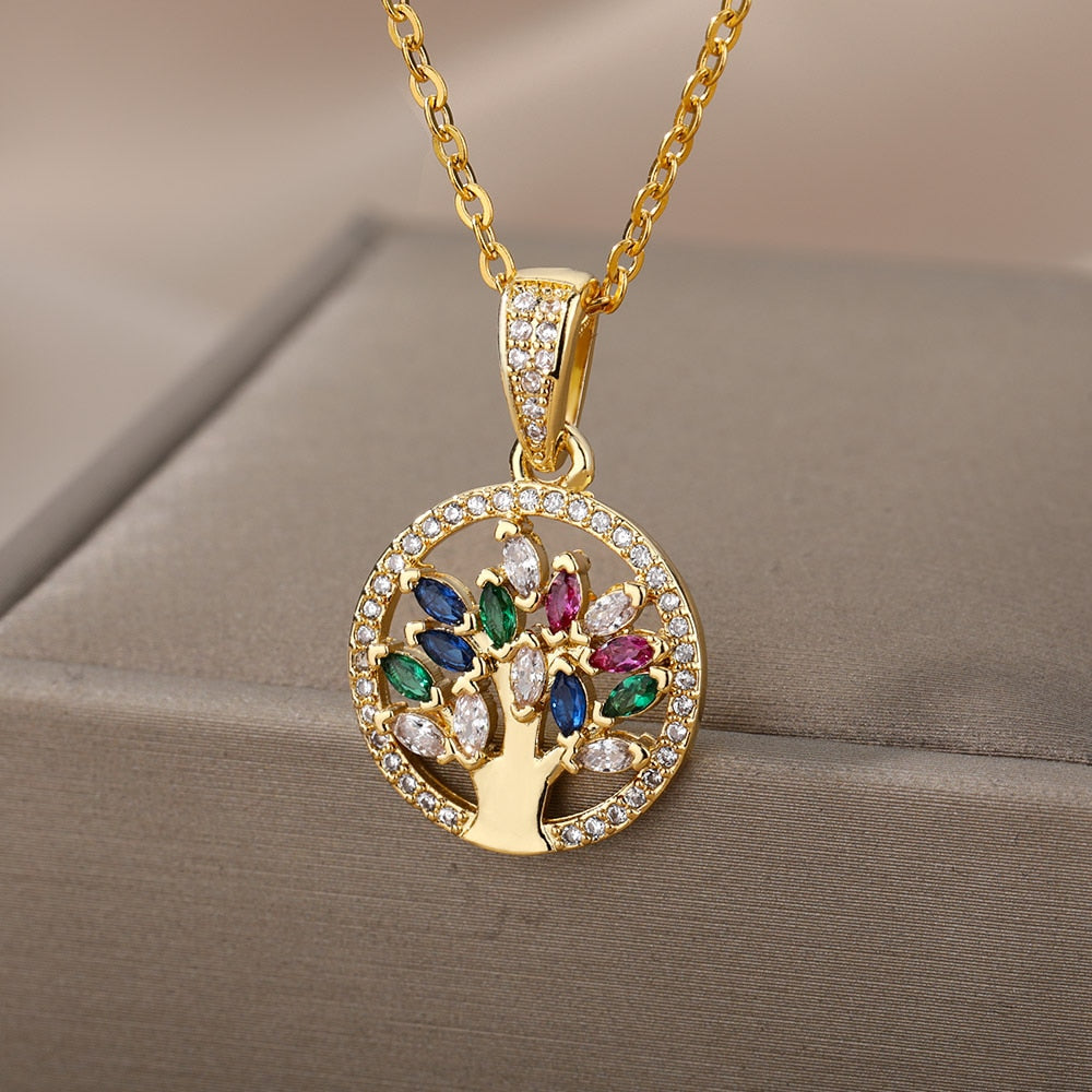Colar Feminino Árvore da Vida Folheado a Ouro 18k