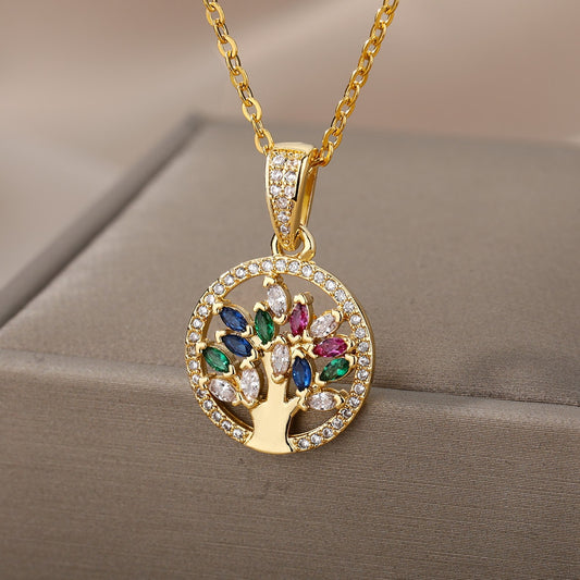 Colar Feminino Árvore da Vida Folheado a Ouro 18k